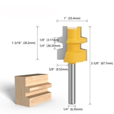 1-1/8" Reversible Glue Joint Router Bit Lock Miter Router Bit - 1/4" Shank