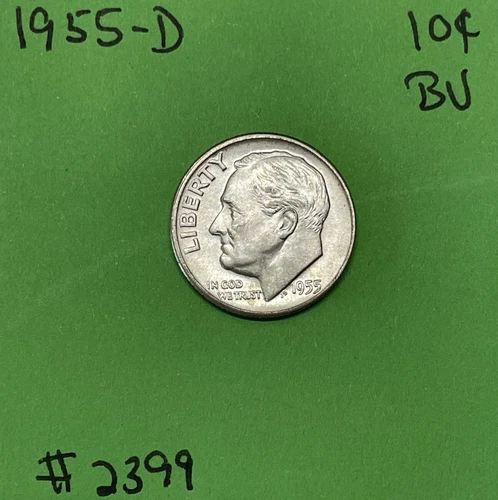 1955 D Roosevelt Dime 10c BU Uncirculated Mint State 90% Silver