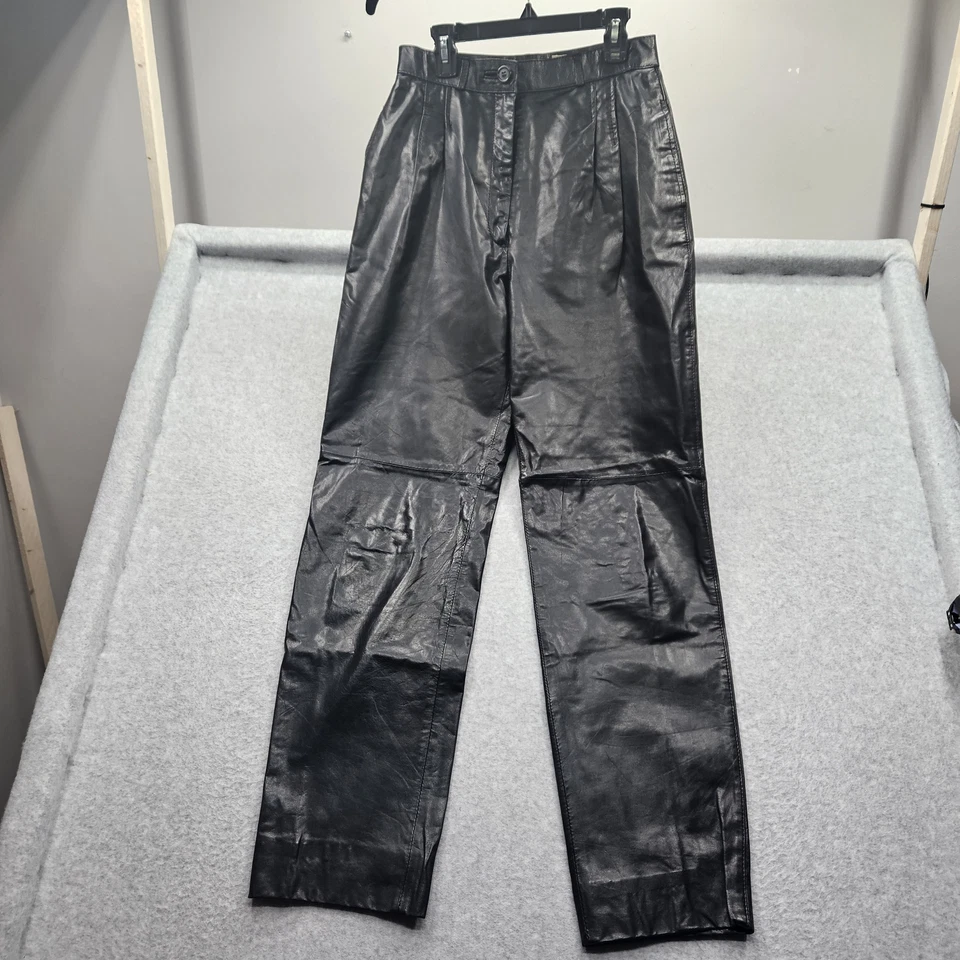 Pantalones de cuero negros Oleg Cassini para mujer talla 10  Foto 4 de 4