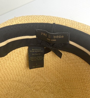 Rag And Bone Natural Straw Fedora Hat Size S Made In USA  display picture 3