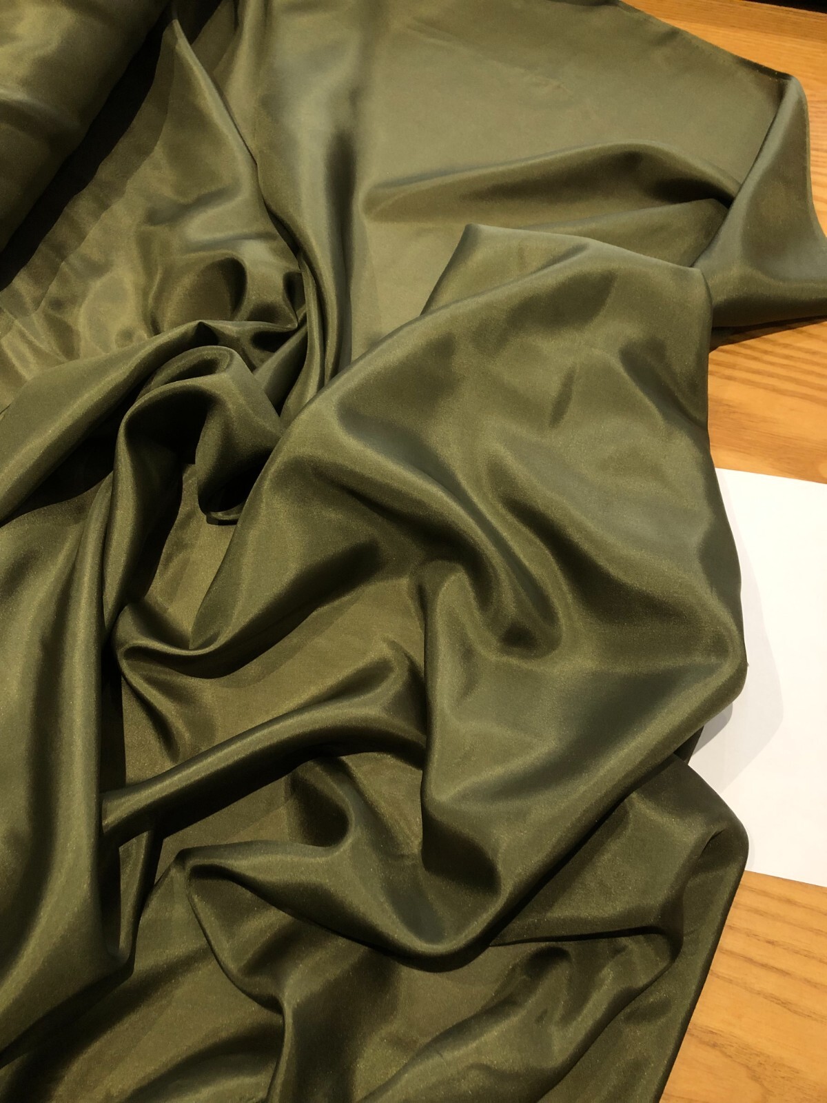 Silk habotai, olive green,  114 cm wide, sold by the metre