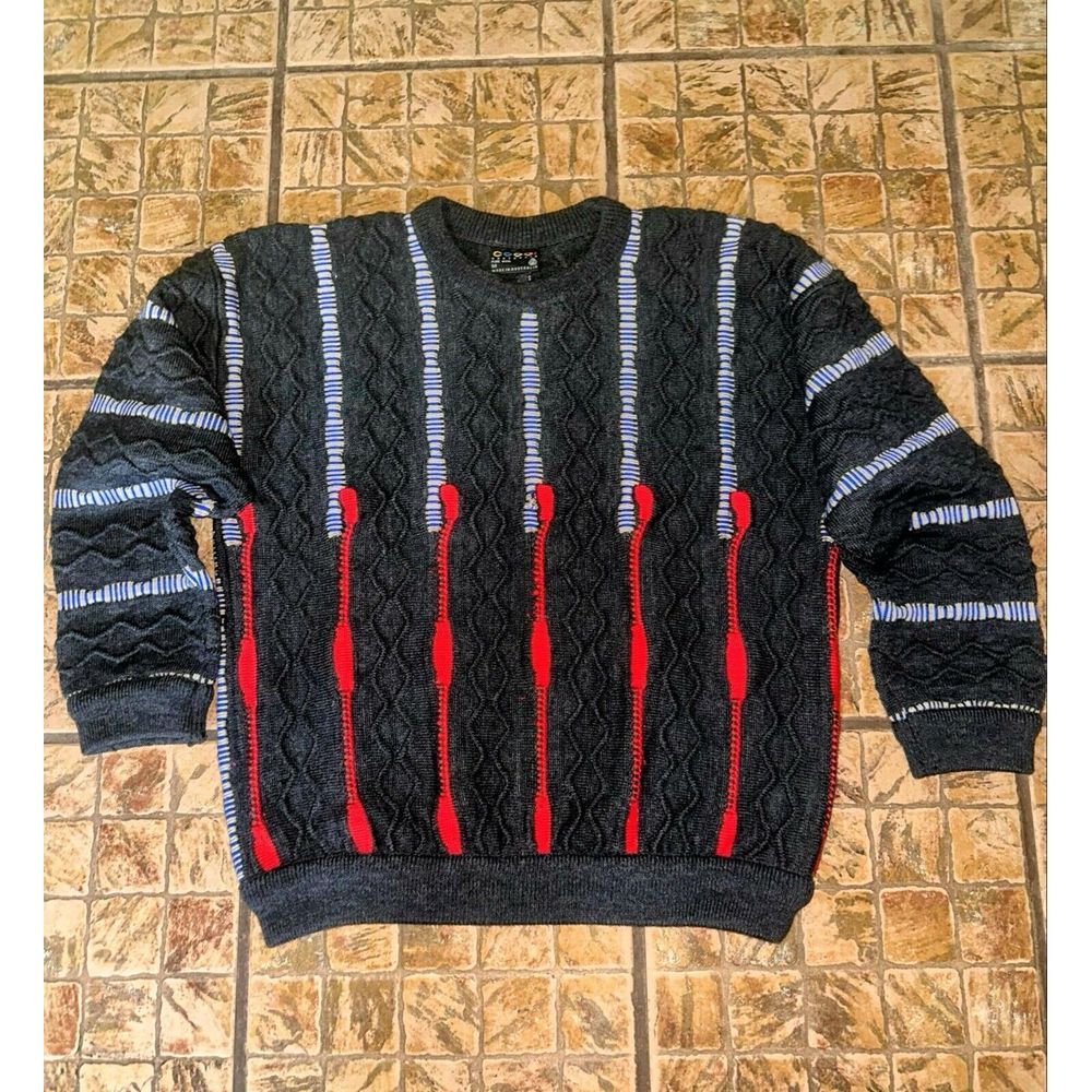 Vtg Authentic COOGI AUSTRALIA 3D knit sweater 1990s Med 