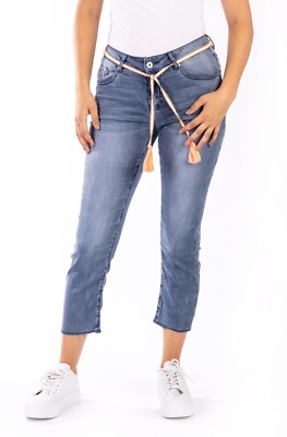 BLUE MONKEY JEANS  B- WARE BLAUTÖNE  SKINNY GÜRTEL  KNOPFLEISTE SOMMERJEANS