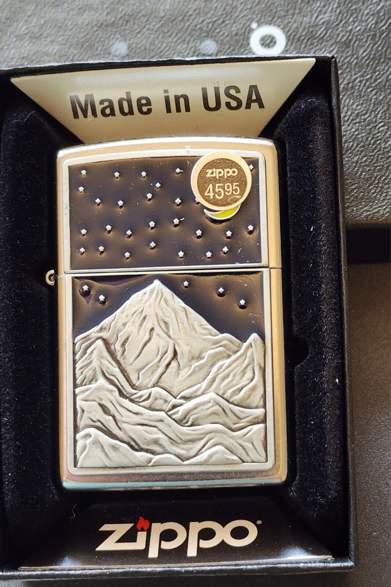 Zippo 48632 Mountain Moon Stars Emblem Street Chrome 2023