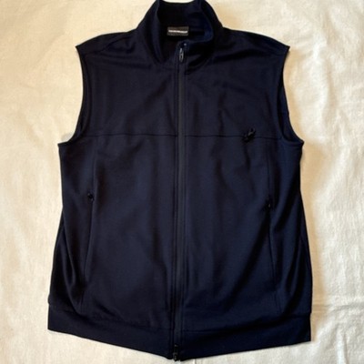 Emporio Armani Men's Merino Wool multi pocket vest Full Zip XXL Navy Blue
