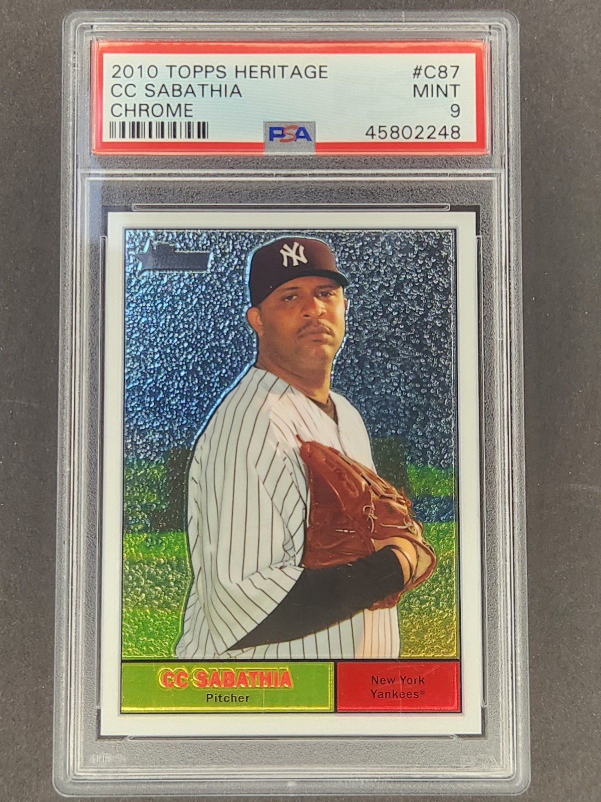 2010 Topps Heritage Chrome C.C. Sabathia #C87 /1961 PSA 9 Mint Rare 🔥