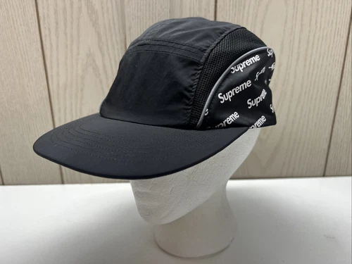 CASQUETTE DE CAMP PANNEAU LATÉRAL LOGO RÉFLÉCHISSANT SUPRÊME 3 M DE DIAGONALE PRINTEMPS ÉTÉ 2018 NOIRE
