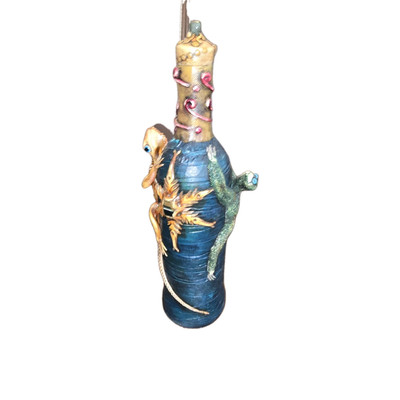 Costa Rica Clay And Glass Liquor Bottle.