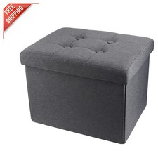 Durable Linen Storage Ottoman with Comfortable Sponge Footrest for Relaxation