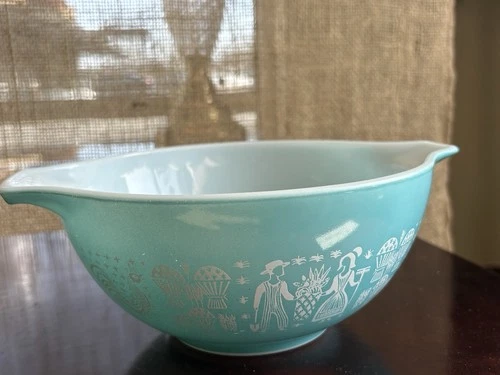 Vintage PYREX 442 1.5 Qt Amish Butterprint Bowl Turquoise Cinderella 1 1/2 quart