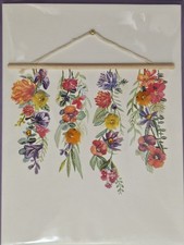 PAPYRUS FLOWER WALL HANGING ON WOOD FLORAL HANGING BLANK INSIDE CARD