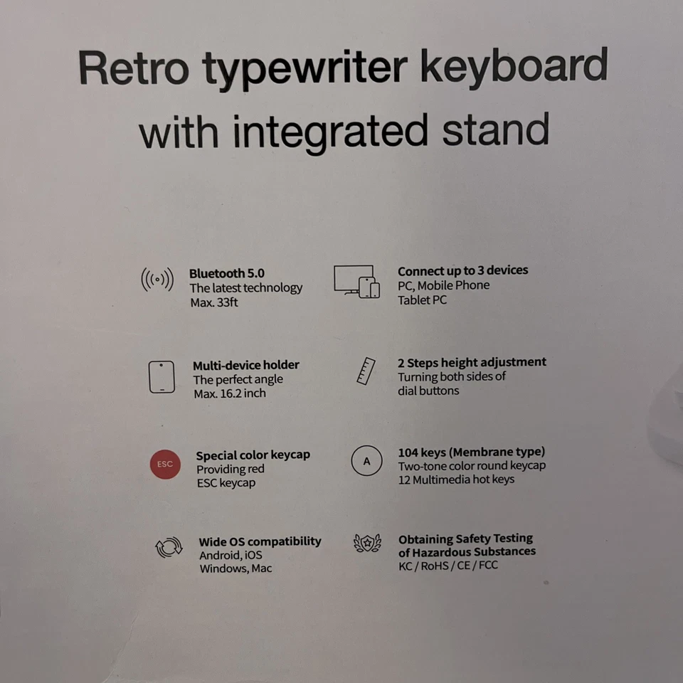 ACTTO B503 Retro Bluetooth Multi-pairing Keyboard 106keys English --New In Box - Image 3 of 4