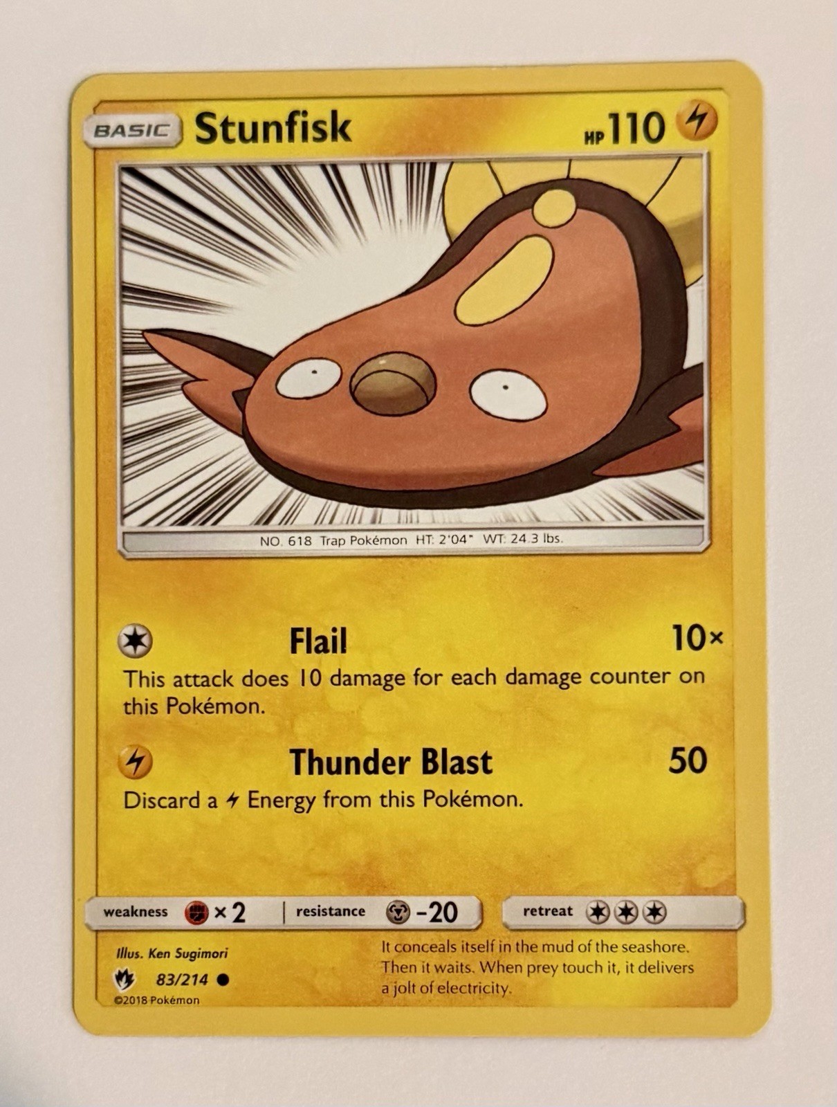 Stunfisk Lost Thunder 83/214 Common Pokemon Near Mint