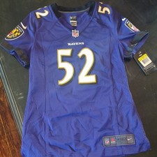 Baltimore Ravens Jersey Womens Medium Purple NFL Nike Ray Lewis On Field 52