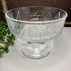 Vintage 1978 FTD Clear Glass Leaf Footed Pedestal Stemmed Round Bowl
