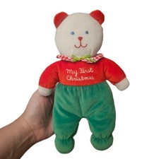 Eden Plush Bear My First Christmas Red Baby Stuffed Animal VTG 10  EUC 2006
