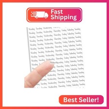 Micro Clear Day of The Week Stickers, 126 Stickers .30" Tall, 18 Weeks, Black Le