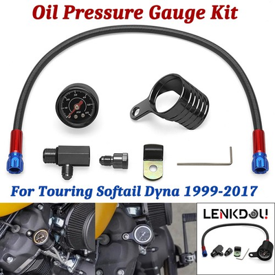 #ad Black Oil Pressure Gauge Kit For Harley Touring Softail Dyna Twin Cam 1999 $52.24