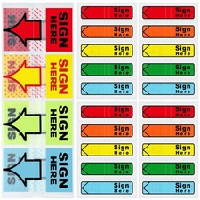 2 Size Sign Here Sticky Tabs, 500 Pcs Post It 500pcs, Multicolor