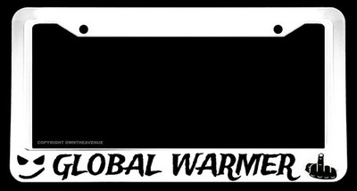 Global Warmer Funny Climate Diesel JDM Car Truck White V02 License Plate Frame