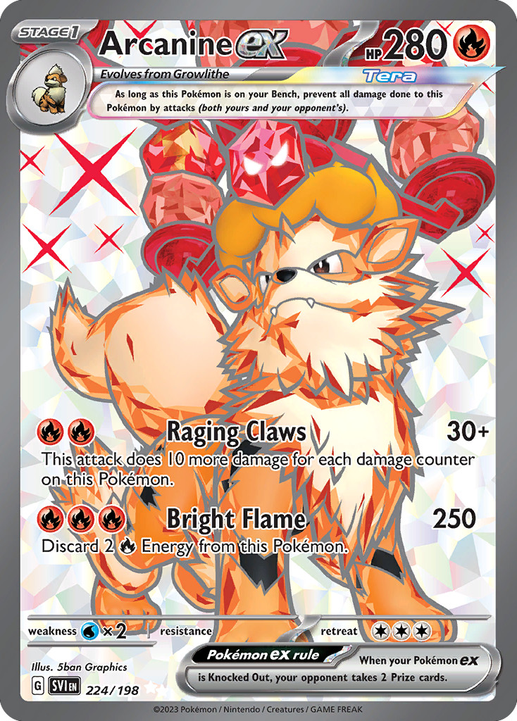 ARCANINE EX 224/198 ULTRA RARE SCARLET & VIOLET POKEMON HOLO NM/M ARCANINE EX