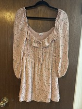 reformation pink morris melody floral smocked ruffle mini dress sz 10