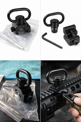 Picatinny Weaver Rail QD Sling Mount w/ D-Ring Push Button Quick Detach