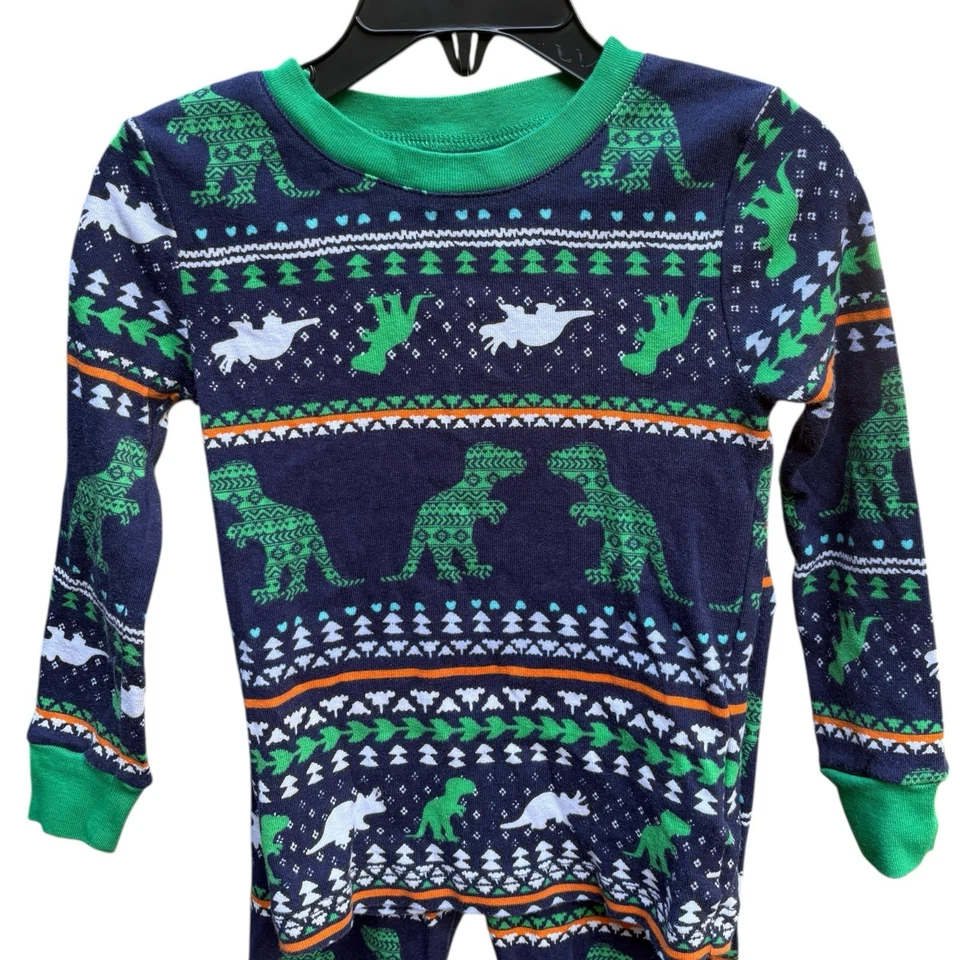 Conjunto de pijama de dinosaurio 4T Spotted Zebra Boys 100 % algodón azul verde estampado de dinosaurios pijamas Foto 2 de 4