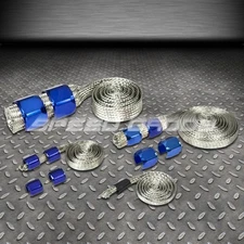 BRAIDED STAINLESS STEEL VACUUM/FUEL/RADIATOR/OIL LINE DRESS-UP HOSE COVER BLUE
