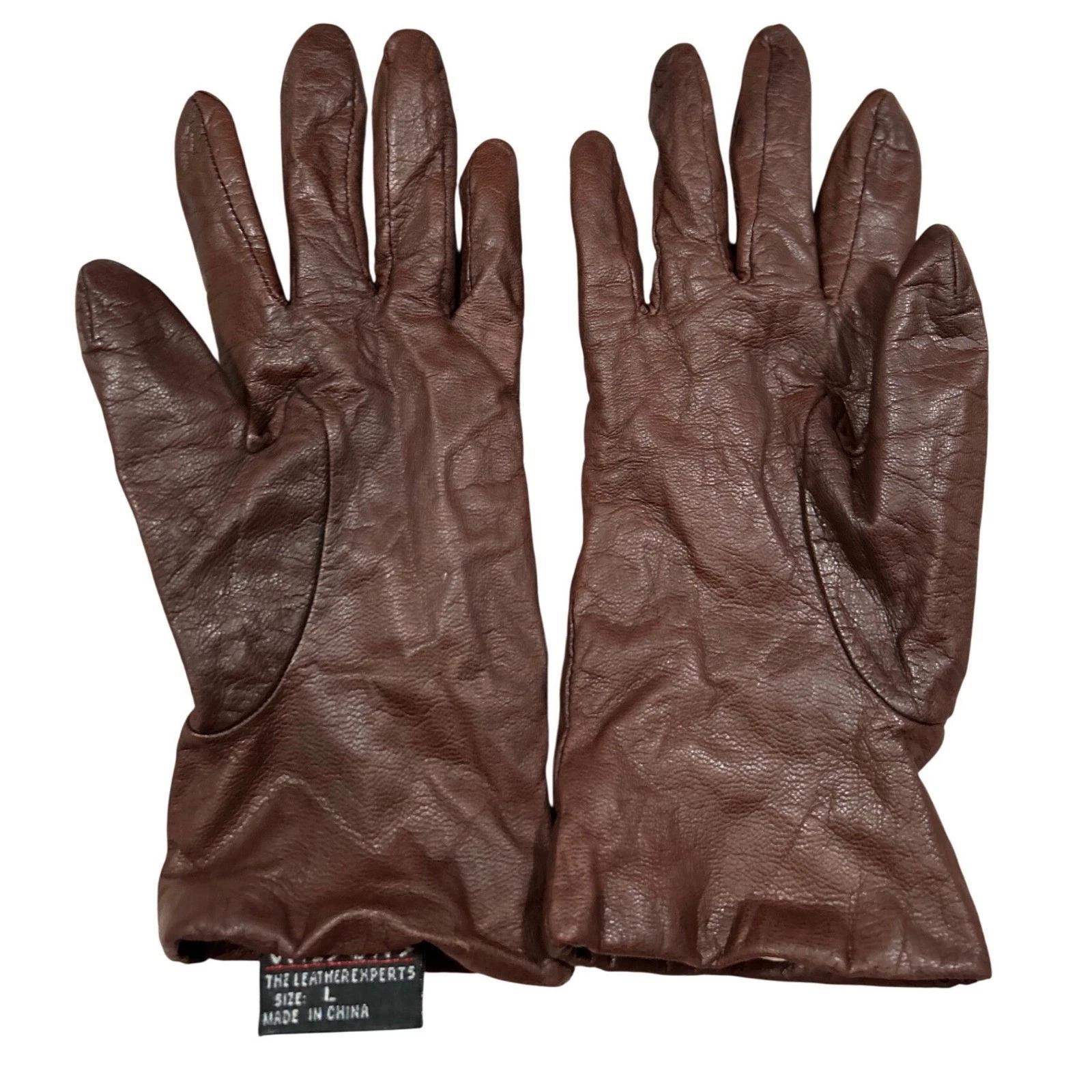 Vintage Wilson Leather Brown Genuine Leather Gloves 100% Cashmere Lining