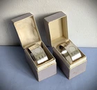 Vintage Pair Boxed Machine Turned Sterling Silver Napkin Rings  John Rose 1935