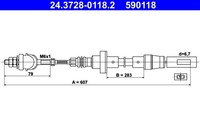 Kupplungsseil Kupplungszug ATE 24.3728-0118.2 FüR Polo VW Classic 80 86C 86CF 2