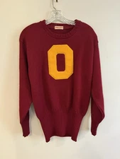 Vintage 1940s Oberlin College Yeoman Varsity  Wool "O" Letter Sweater HOLES!