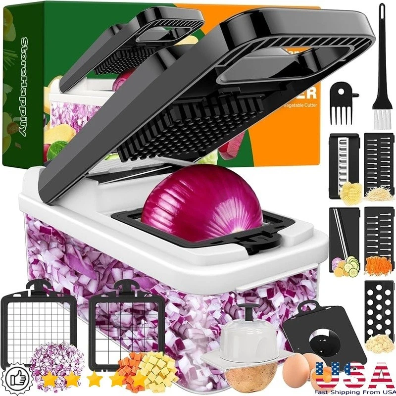 Vegetable Chopper 7 Blades Manual Food Processor