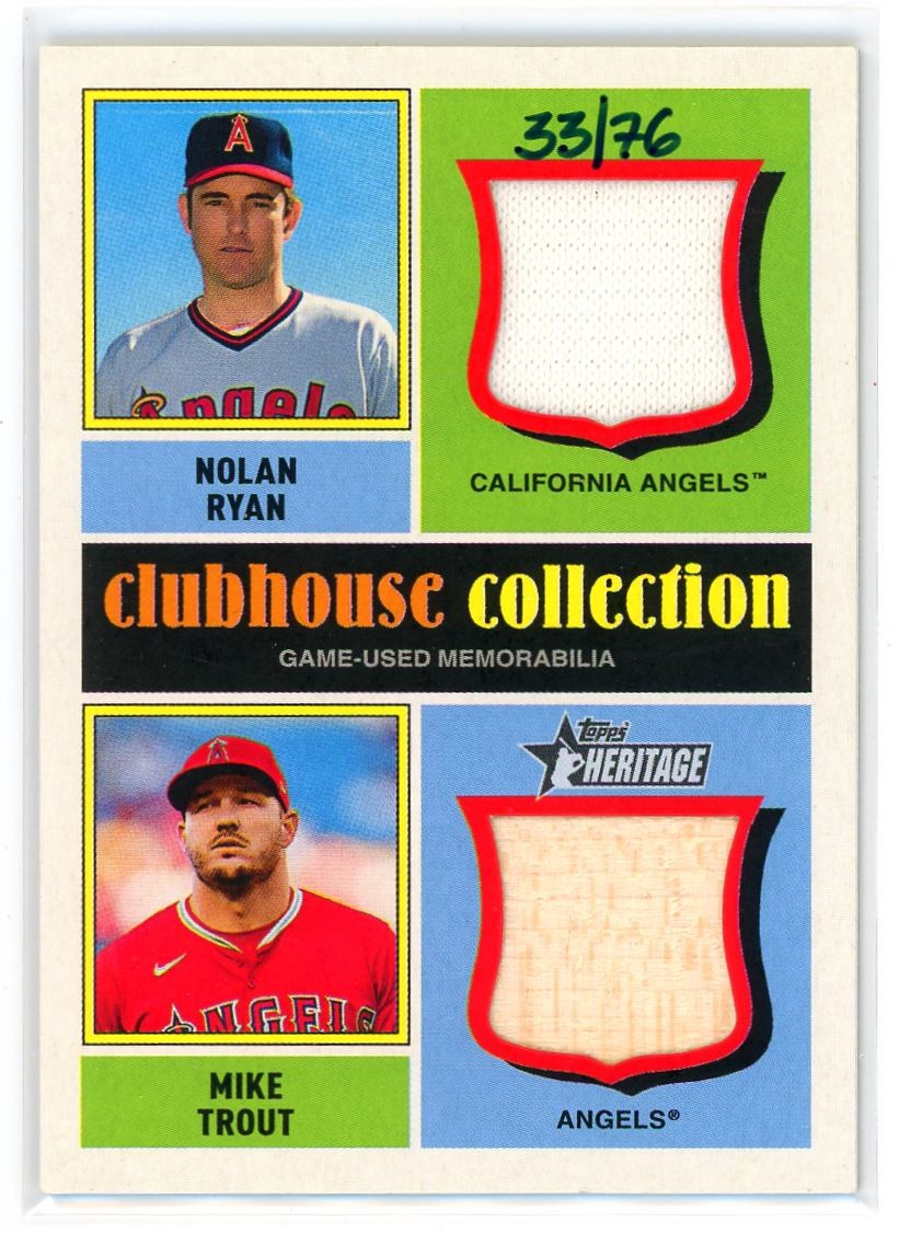 2025 Topps Heritage Clubhouse Dual Relic Nolan Ryan/Mike Trout 33