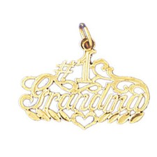 Number One Grandma Charm Pendant 14k Gold 1.2 Grams 