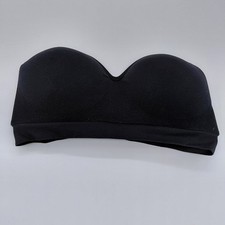 AUDEN Women's Padded Push-up Seamless Bandeau Strapless Bra color Black Size M