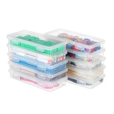 10 Pack Clear Plastic Pencil Case Pouch Box - Stackable Storage Organizer wit...