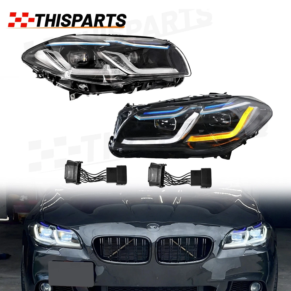 Set Staffe Faro Per BMW E60 E61 – Sinistra (63126949633) E Destra (63126949634) In Plastica, Nero - 4