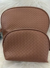 GLOTECH 2 PIECE Cosmetic Bag Set - BROWN