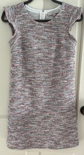 LOFT Petites Dress Womens Size 0P Tweed Boucle Flutter Cap Sleeve Shift Pink