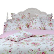 Rose Floral Duvet Cover Set Pink Grid Cotton Girls Bedding with Hidden Zipper...