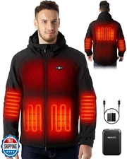 Heated Jackets for Men with 9V 18400mAh Battery Pack Included Windproof Water
