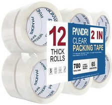 Packing Tape, 12 Rolls Heavy Duty Clear Packaging Tape for Shipping Packaging...