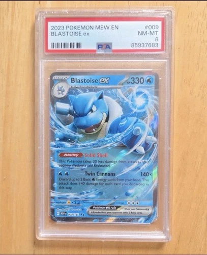 PSA 8 Blastoise ex #009/165 – Pokémon 151 Set (2023) – NM-MT Graded Card