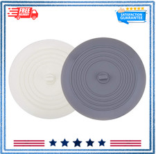 V-TOP Tub Stopper 2 Pack, 6 inches Large Silicone Drain Plug Hair Stopper Flat..