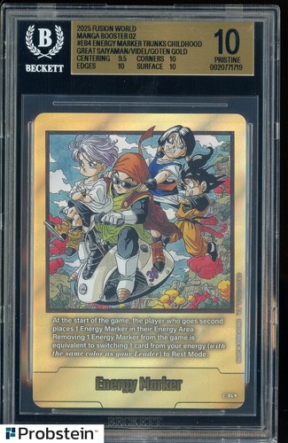 2025 Dragon Ball FW Manga Booster Energy Marker Gold Trunks #E-84 BGS 10