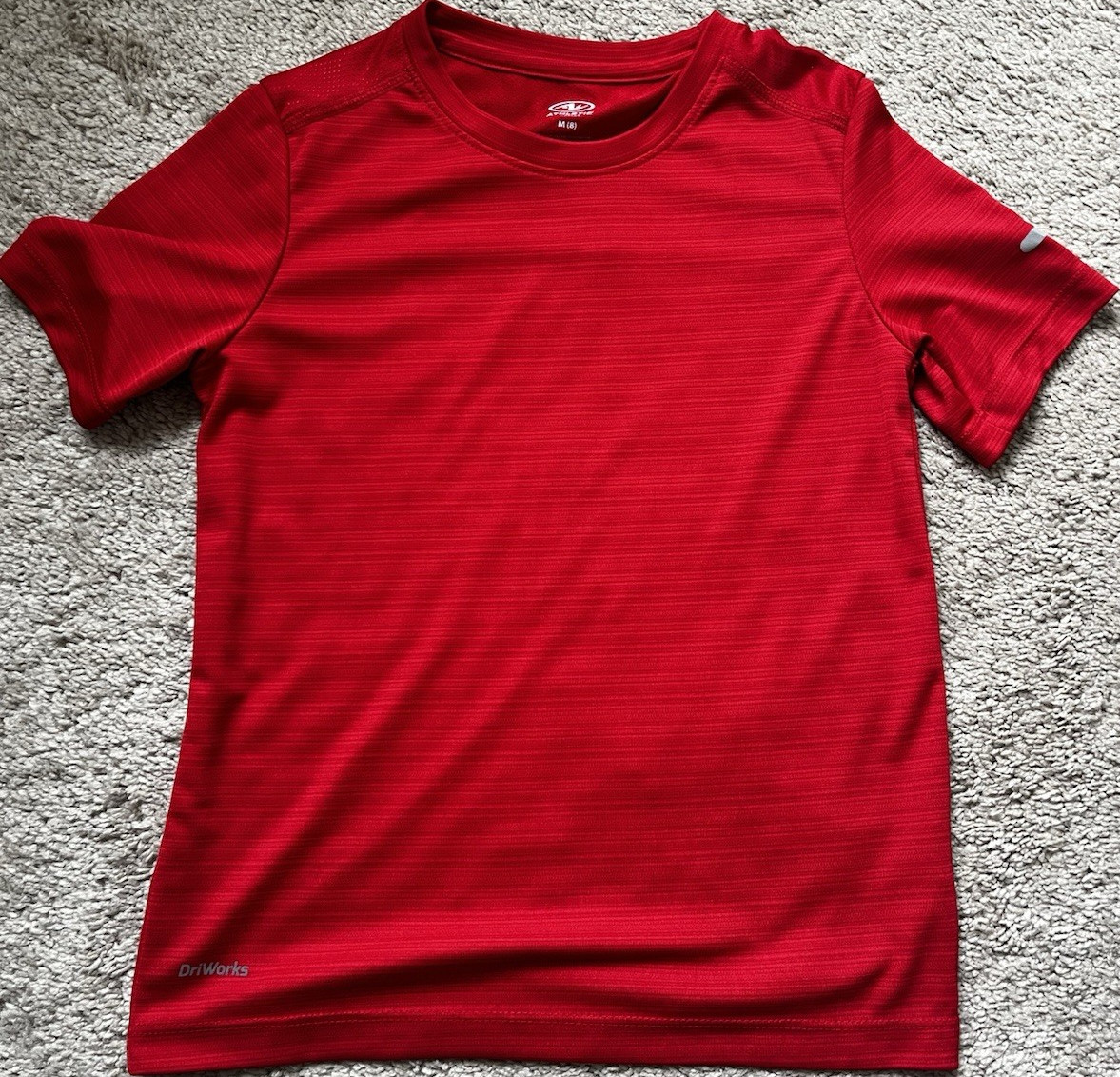Athletic Works Boys DriWorks Red Short Sleeve Crew Neck T-Shirt Size M (8)