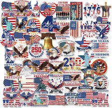 250 Anniversary USA Stickers - 100 Pcs 250Th Year Patriotic America Merchandise