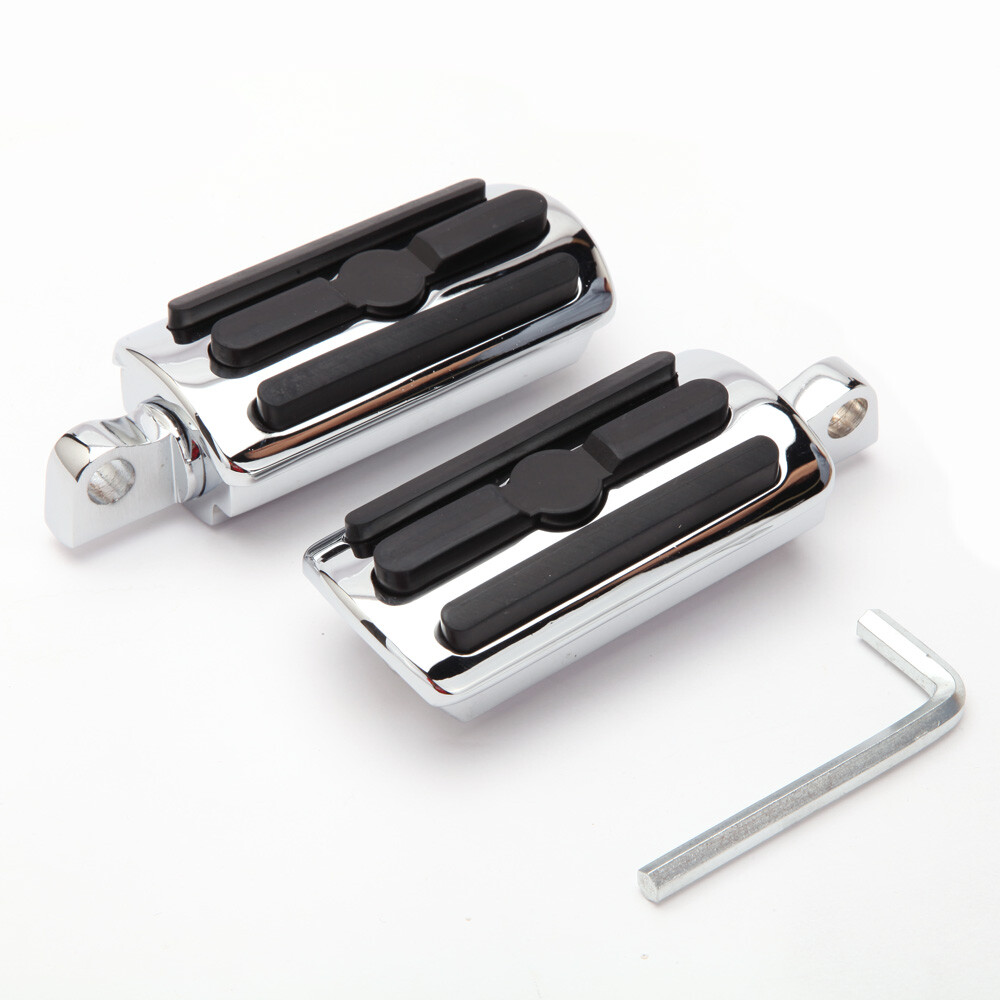 Chrome Silence Drilled Foot Peg Set Drag Harley Softail Dyna